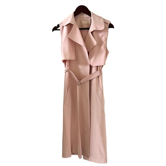 Makers Of Dreams NEW Open Front Long Trench Vest In Blush Pink Size XS